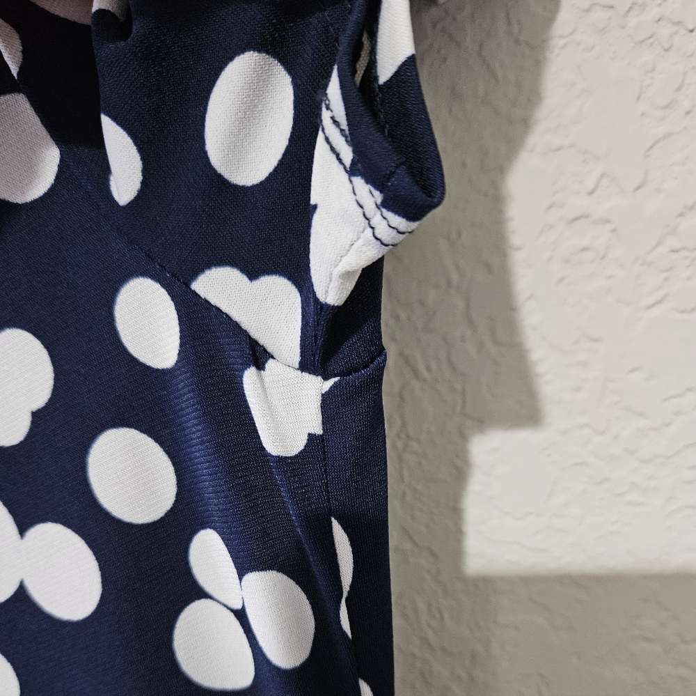 EUC Glamour Navy and White Polka Dot Midi Dress - Picture 8 of 8
